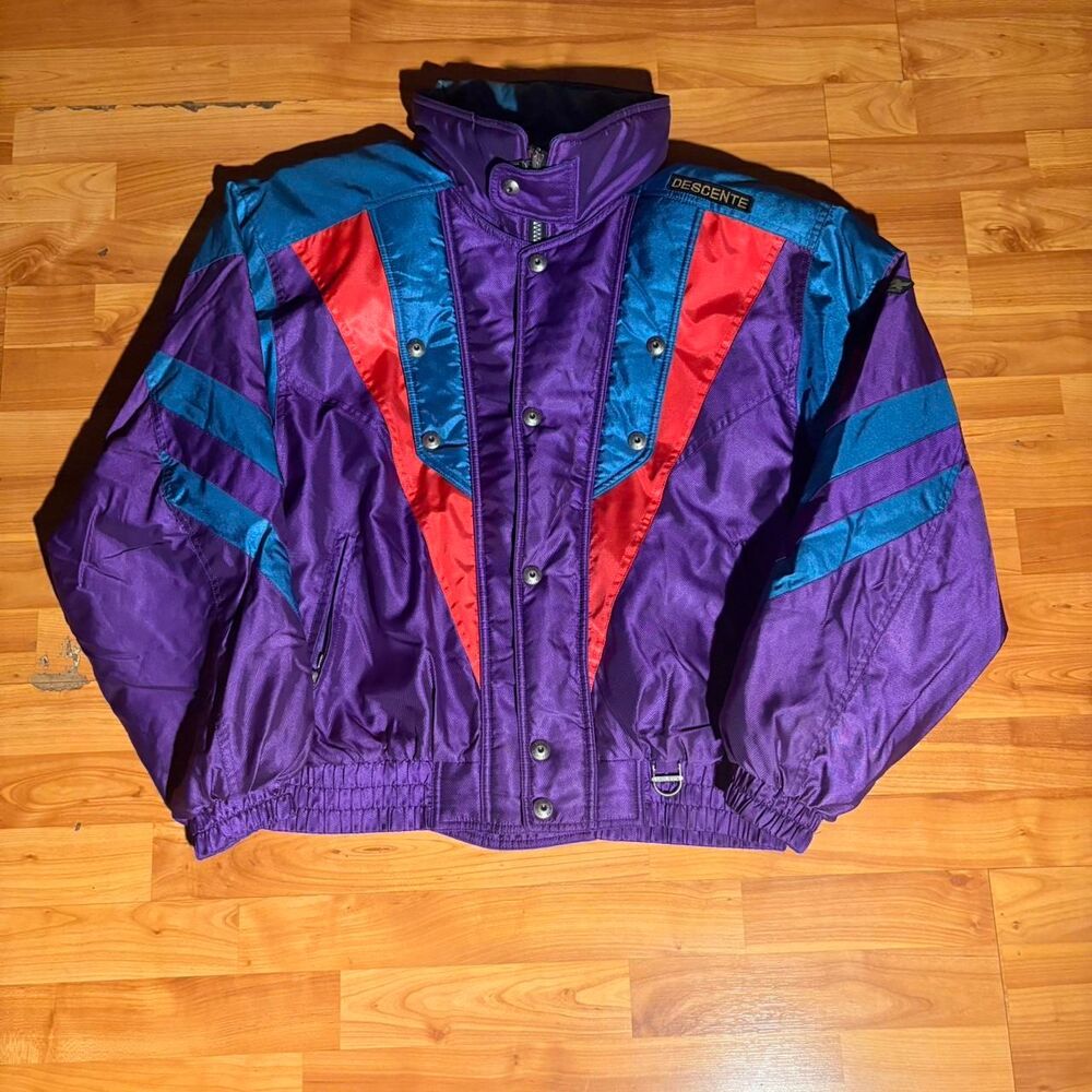 American Vintage Purple, Teal & Red Colorblock Bomber Jacket